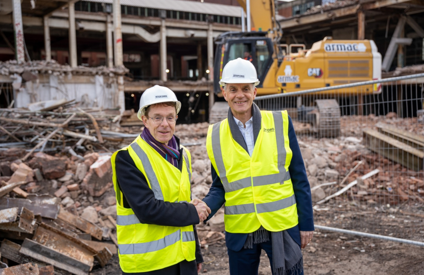 Andy Street with Tim Davie at the site of the new Digbeth studios 