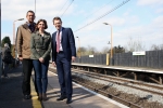 West Midlands Mayor Andy Street on a visit to Berkswell Station with Councillor Diane Howell and Honorary Alderman David Bell