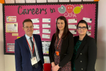 Andy Street with Stockland Green School assistant headteacher Katerina Lee and Head of School Rebecca Goode.